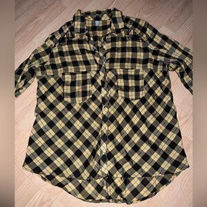 FP Yellow plaid long sleeve cute lightweight